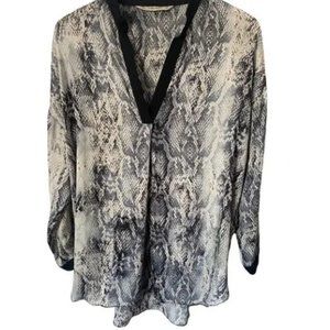 Zara Basic Snakeskin V-Neck Tunic, Size M